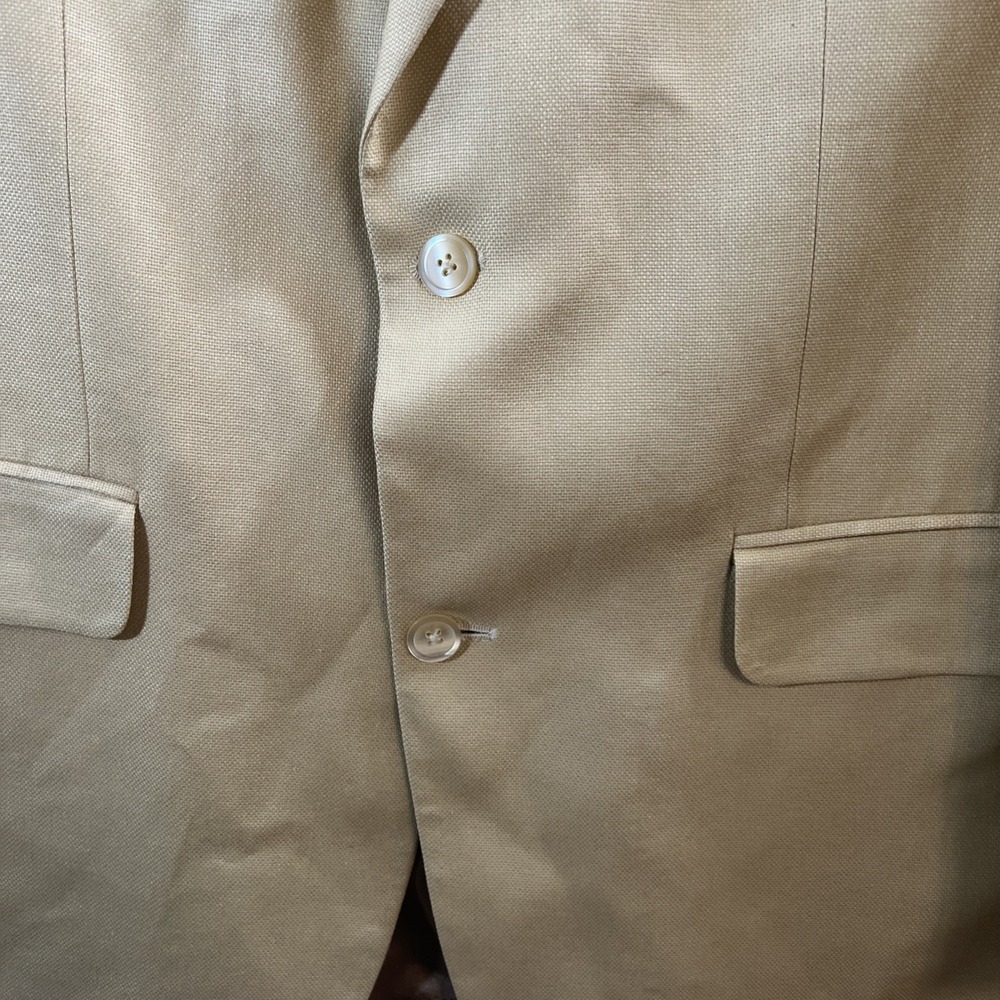 Lands End Blazer Men's 42L Long Silk Sport Coat Blazer Gold Yellow 2 Button - Picture 4 of 16
